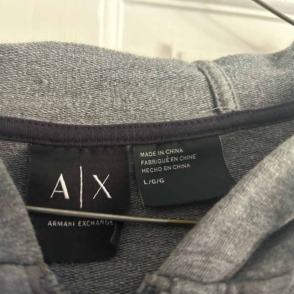 Armani Exchange Grey Zip Front Hoodie Men’s Lg